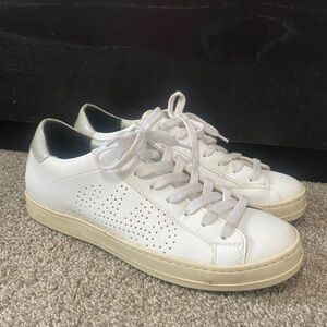 P448 John Recycled Sneaker size 38/US7.5 White/Silver sparkle